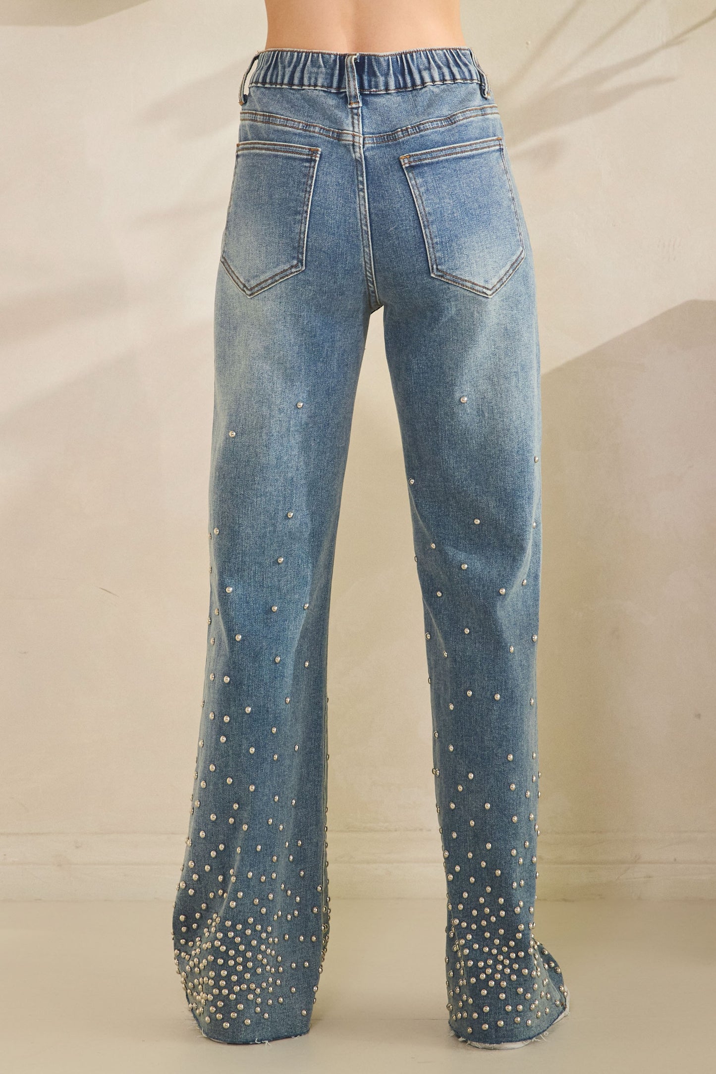Oli & Hali Washed Embellished Denim Straight Jeans