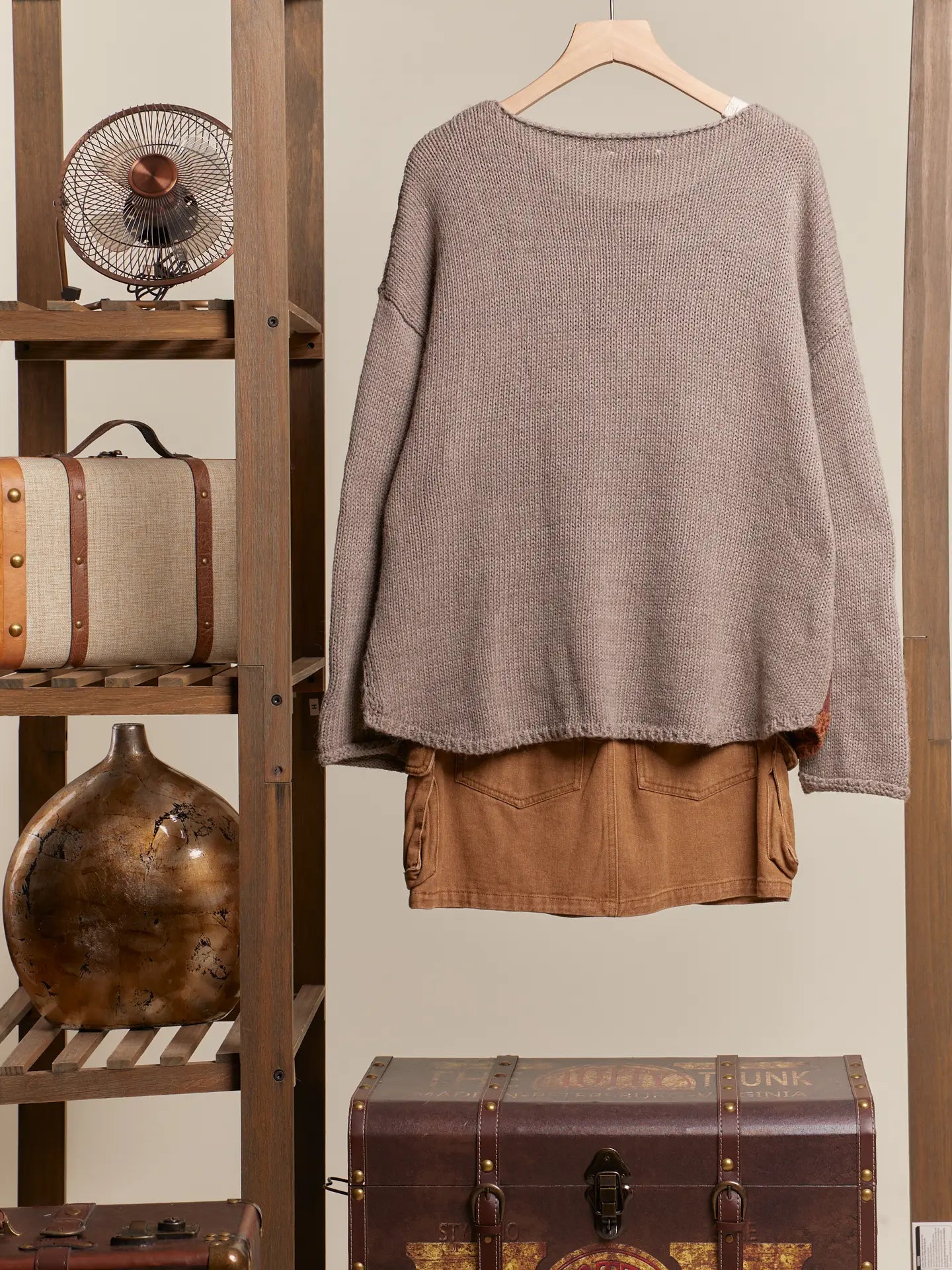 Mello Raw Hem Abstract Print Boat Neck Knit Sweater