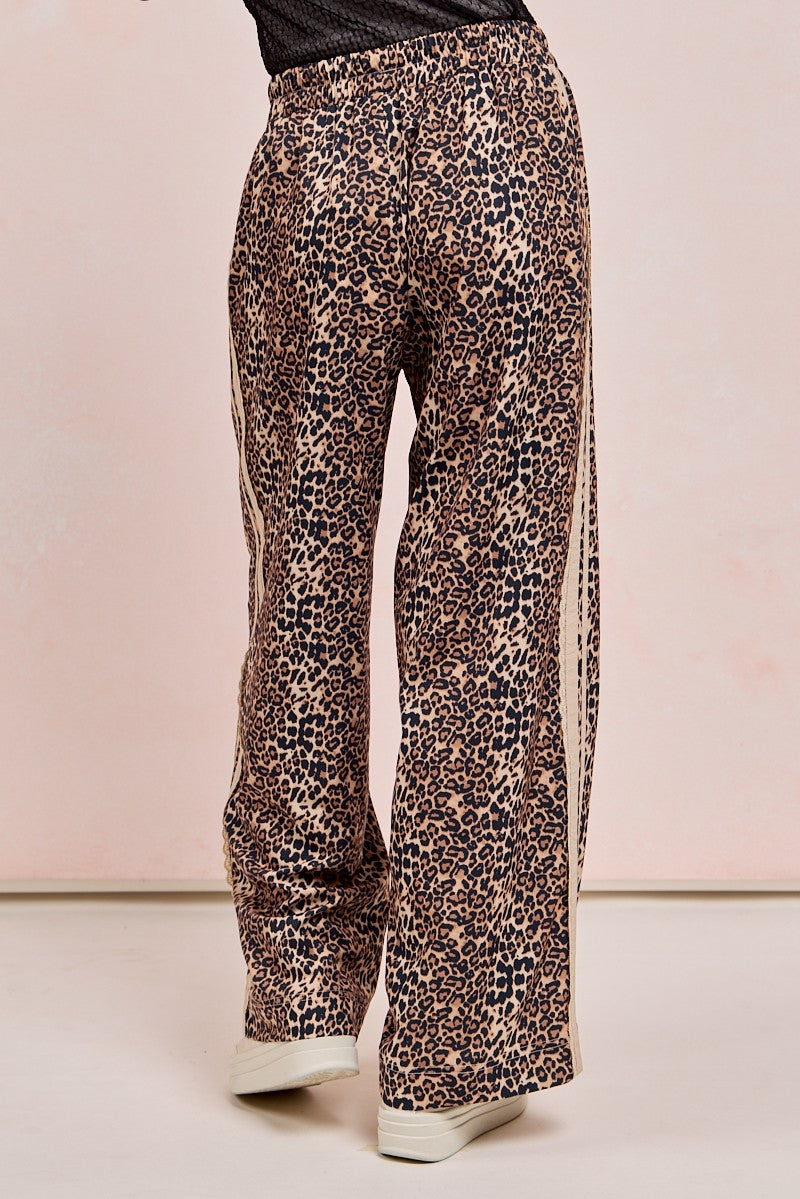 Bibi Leopard Printed Track Pants W/Lace Detail