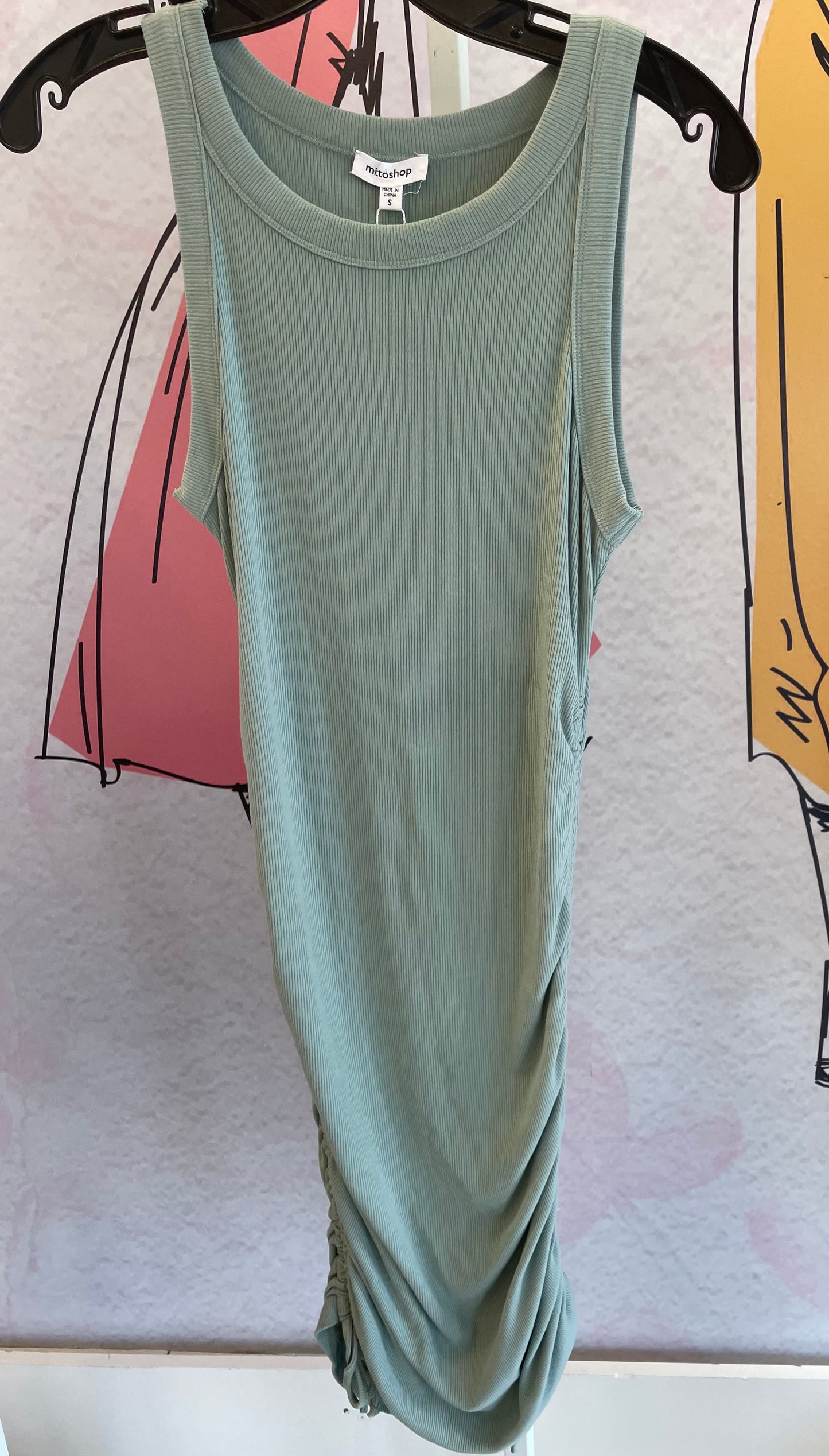 Mittoshop Rib Ruched Side Tank Dress