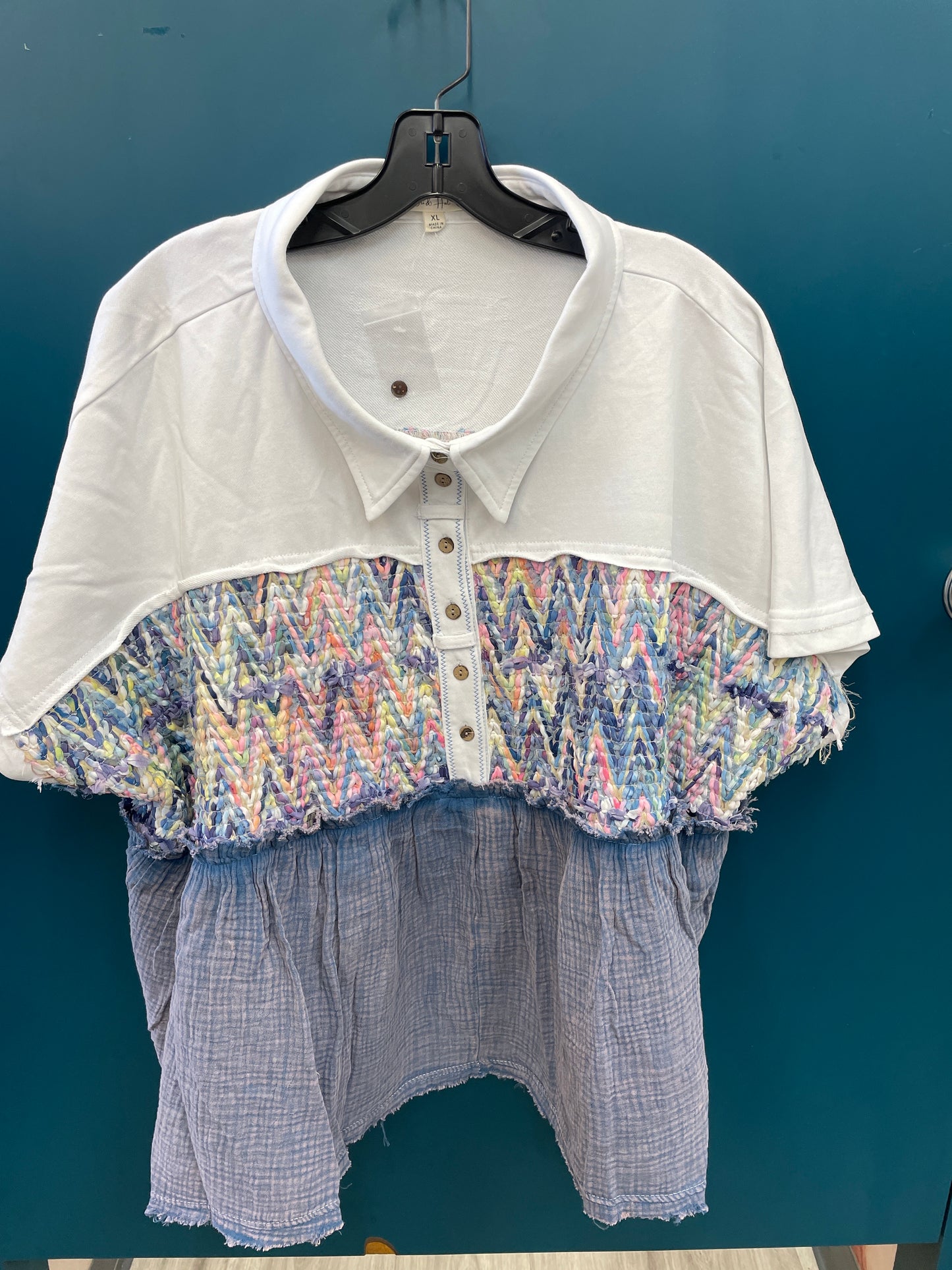 Oli & Hali Washed Collared Half Placket Top