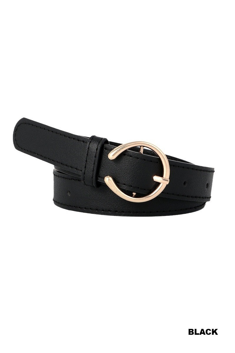 Open Circle Buckle Fashion Belt One Size
