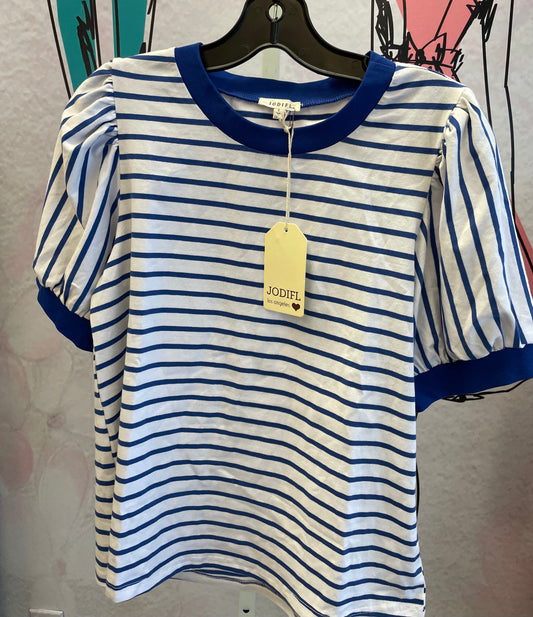 Jodifl Puff Sleeves Stripe Top
