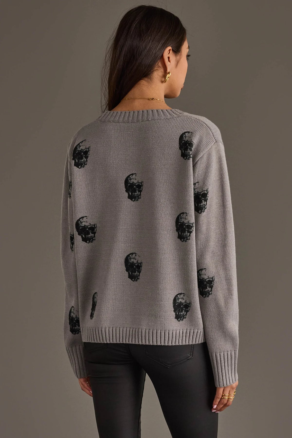 Panache Apparel Grey Skull Sweater