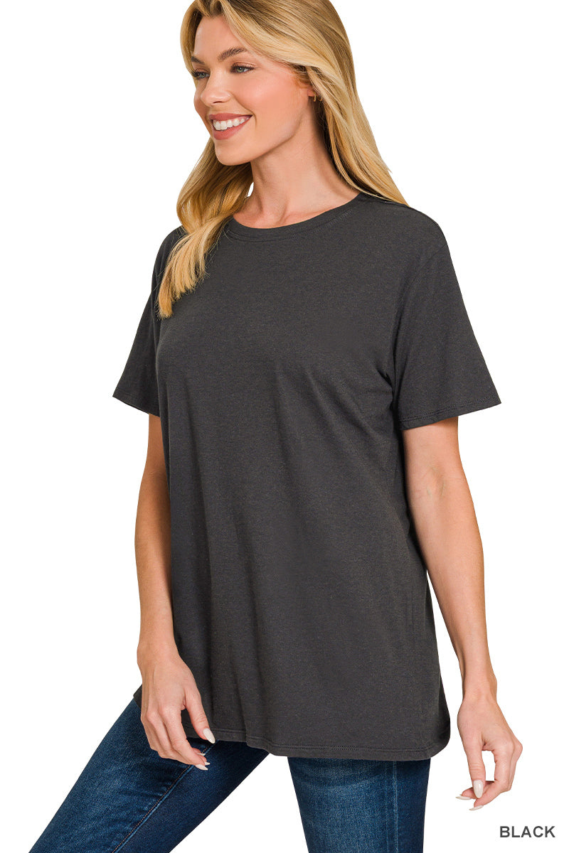 Zenana Plus Boyfriend  Cotton Round Neck Tee