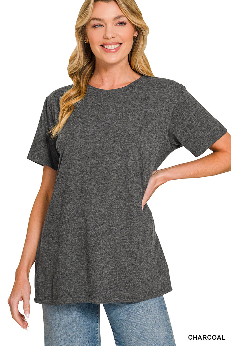 Zenana Plus Boyfriend  Cotton Round Neck Tee