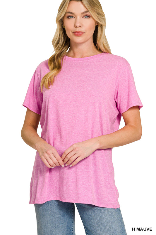 Zenana Cotton Boyfriend Round Neck