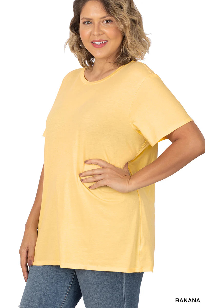 Zenana Plus Boyfriend  Cotton Round Neck Tee