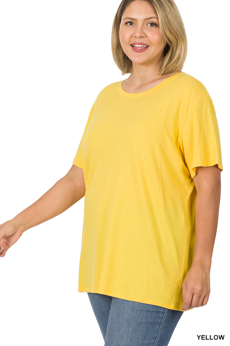Zenana Plus Boyfriend  Cotton Round Neck Tee