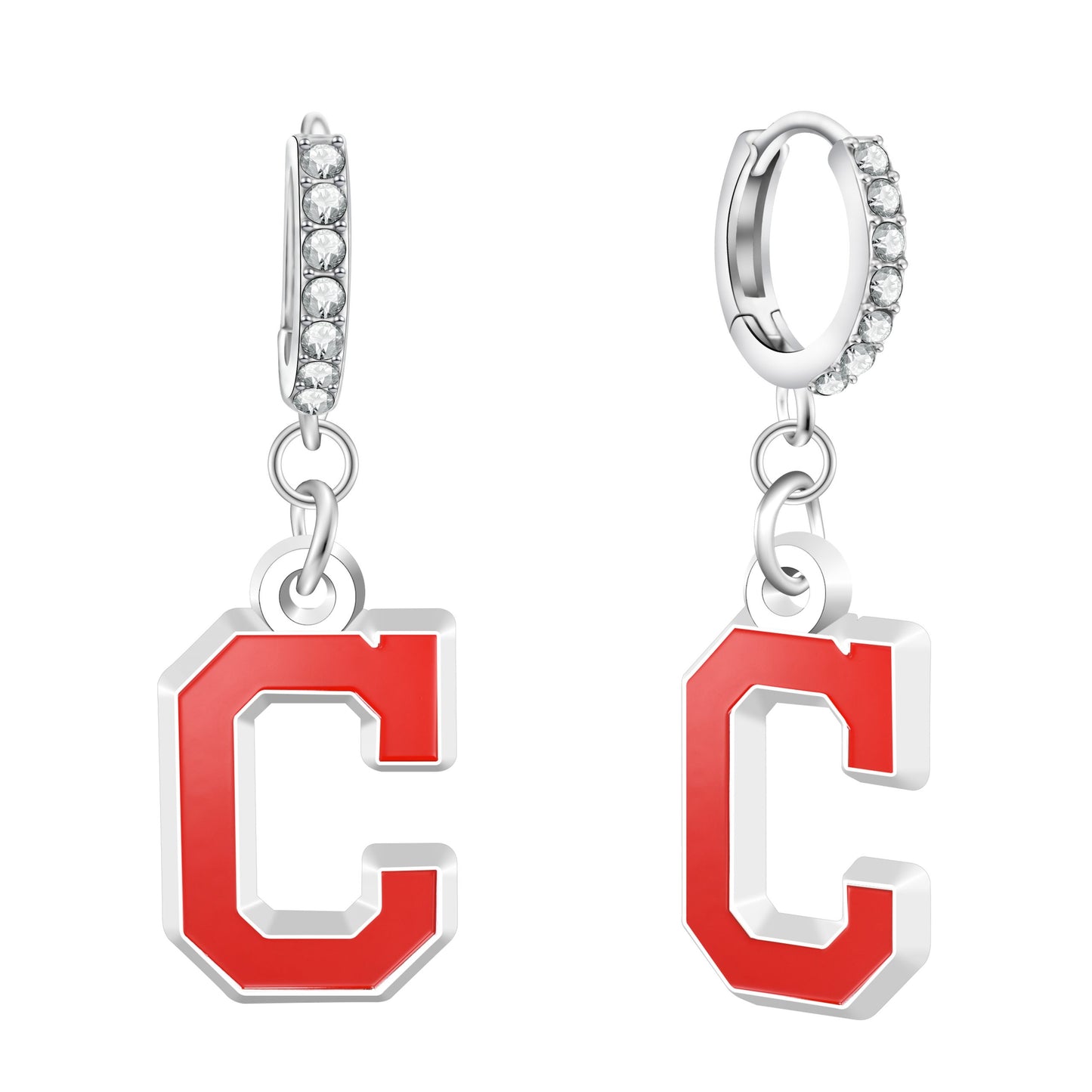 MLB Cleveland Rhinestone Hoop Earrings