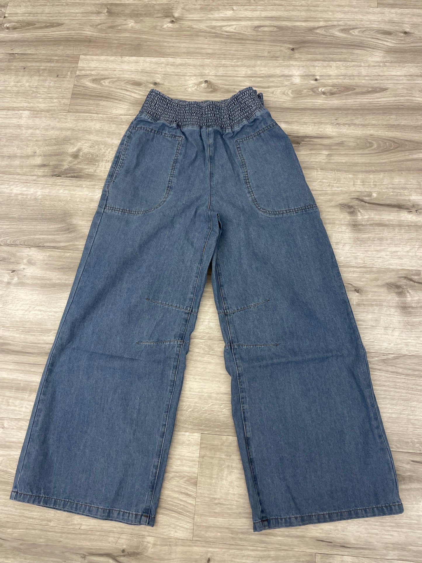 Hayden Smocked Waist Straight Leg Denim Pants