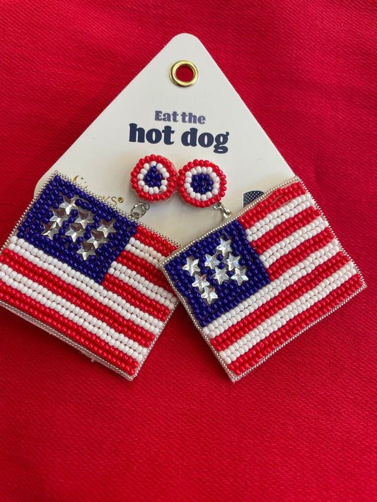 Dream Big Beaded  Flag Earrings