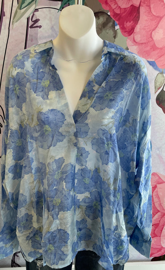 Yolly Floral Long Sleeve V-Neck Blouse