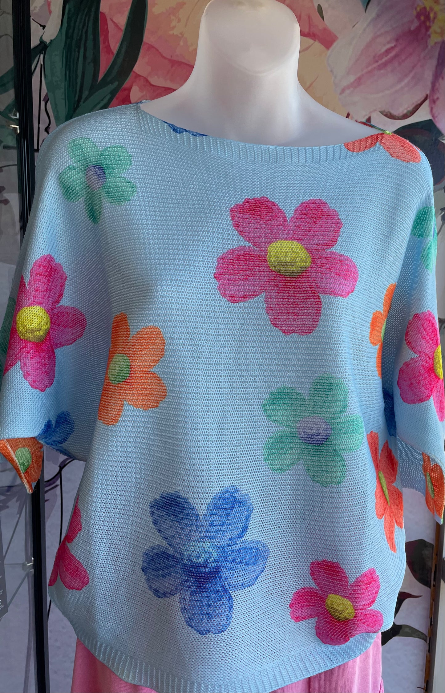 Yolly Blue With Big Flowers Top