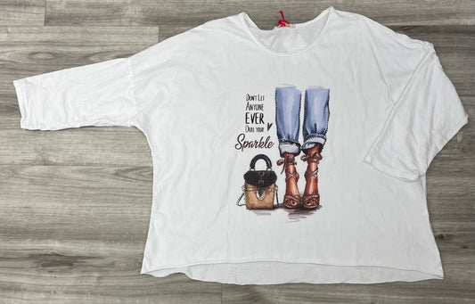 Yolly Long Sleeve Hi-Low Sparkle Top