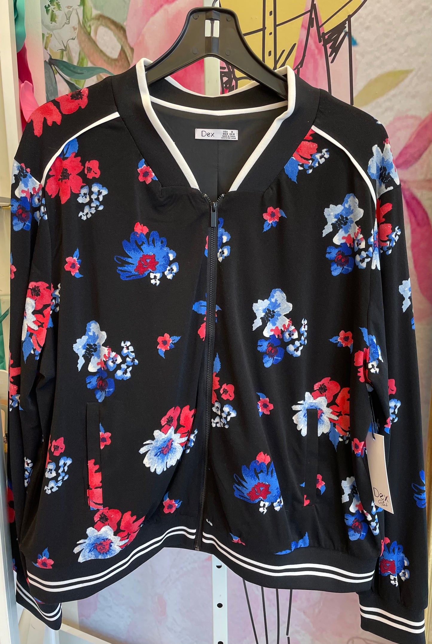 Dex Plus Size Zip Up Floral Jacket
