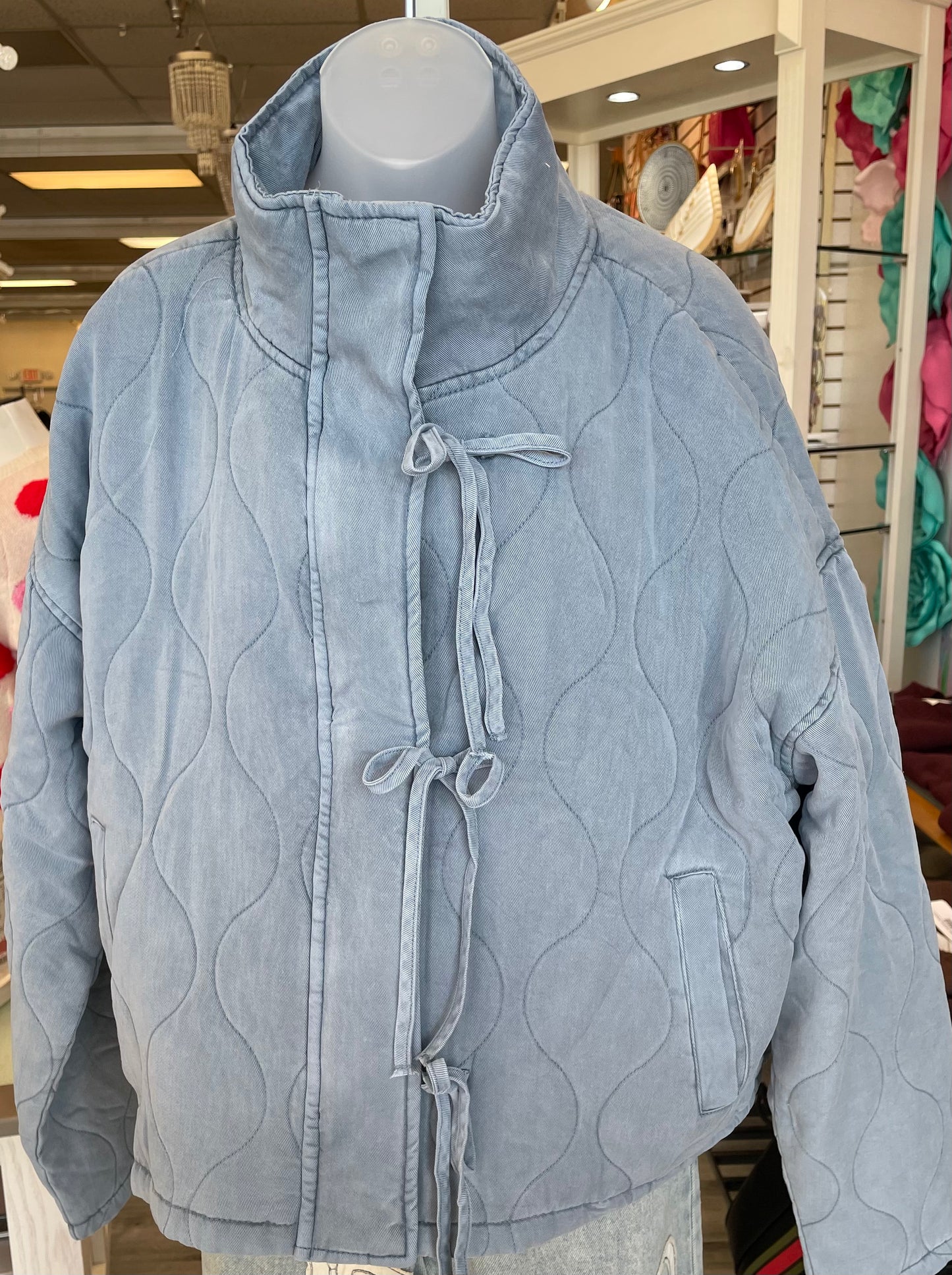 Blu Pepper Quilted Front Tie Puffer Jacket