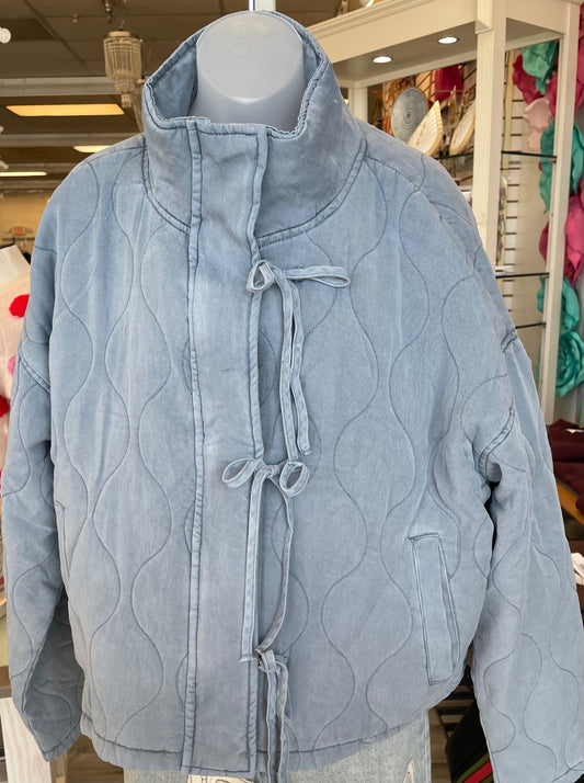 Blu Pepper Quilted Front Tie Puffer Jacket