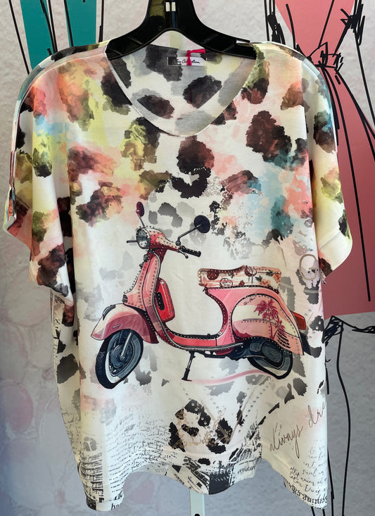 Yolly Rhinestone  Pink Vespa Top