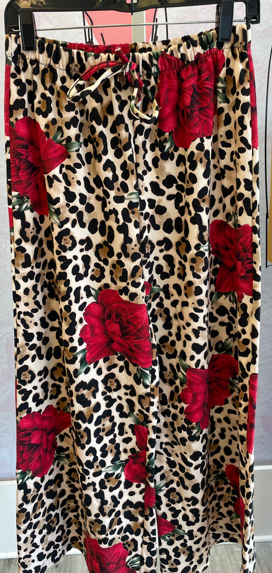 Yolly Wide Leg Floral Animal Print Pants