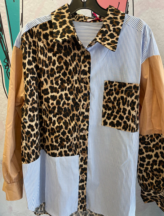 Yolly Long Sleeve Leopard Blouse