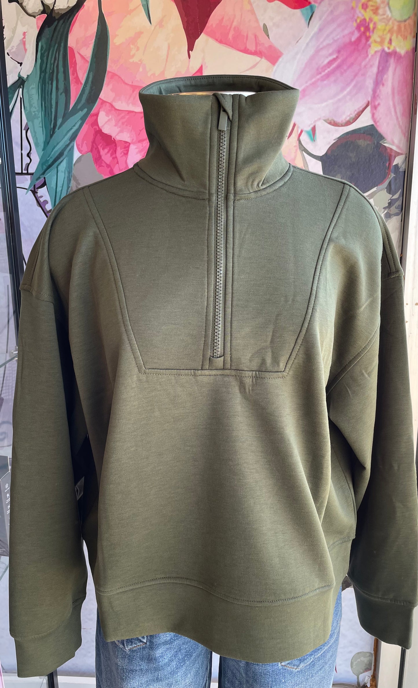 Zenana Scuba Half Zip Pullover