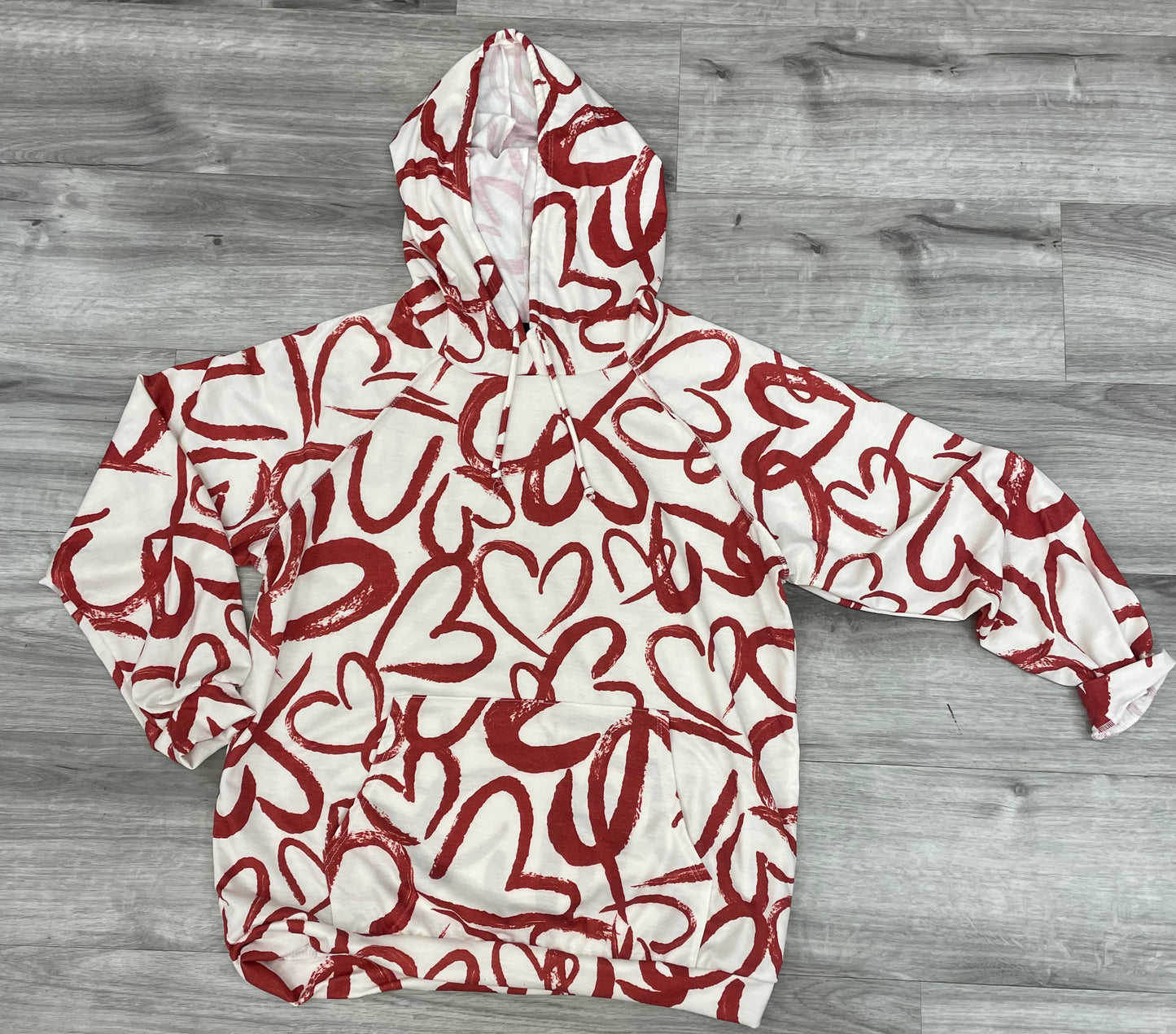 Heimish Cream With Red Hearts Hoodie