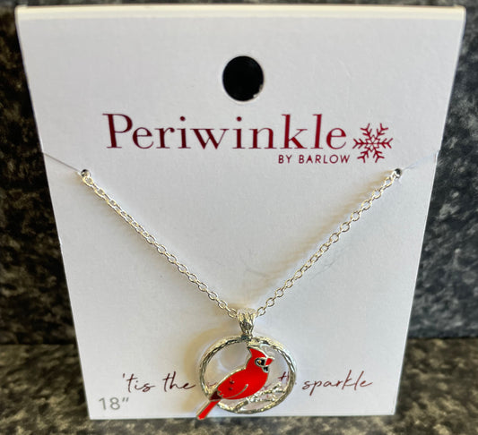 Periwinkle Tis the Season to Sparkle Cardinal Necklace