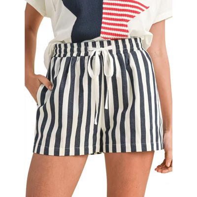 Anniewear Stripe Twill  Mini Denim Shorts