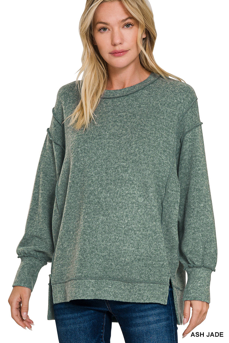 Zenana Brushed Melange Hacci Oversized sweater