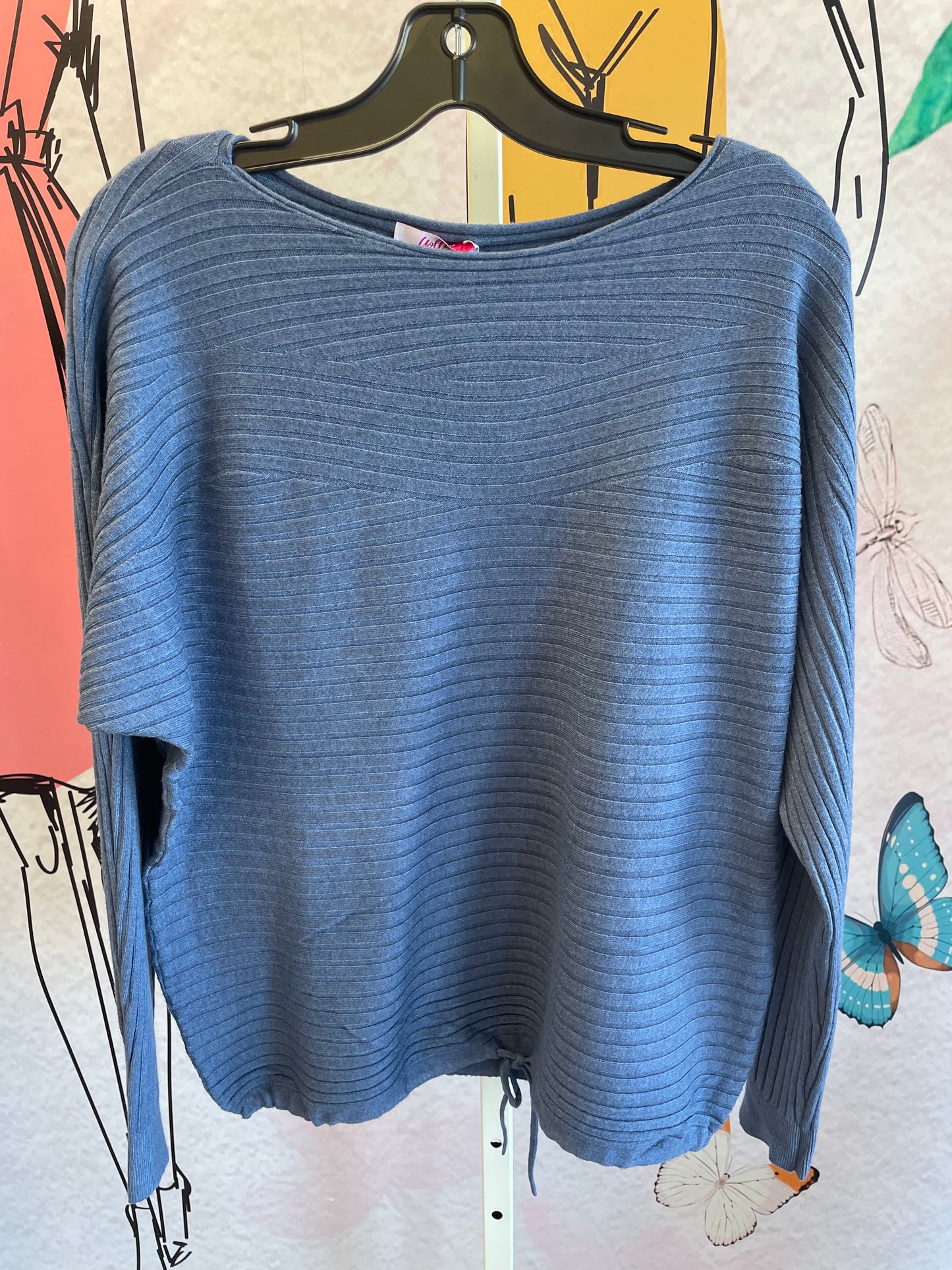Yolly Ribbed Drawstring Hem Pullover