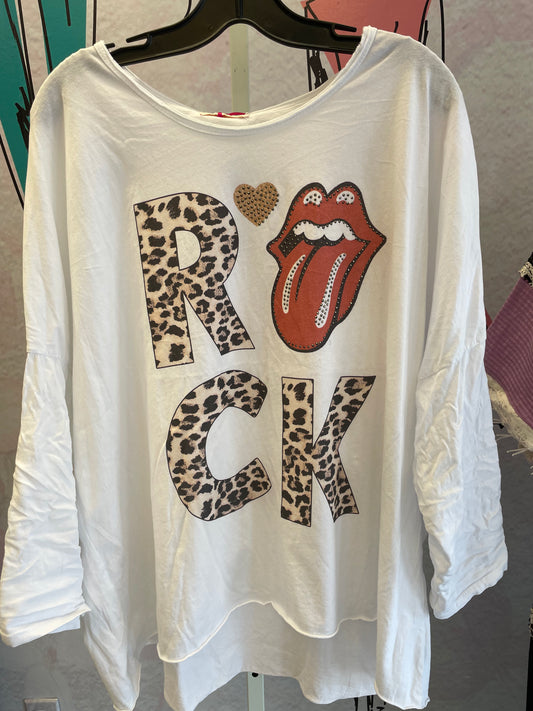 Yolly Long Sleeve Hi-Low Rock Stones Tee