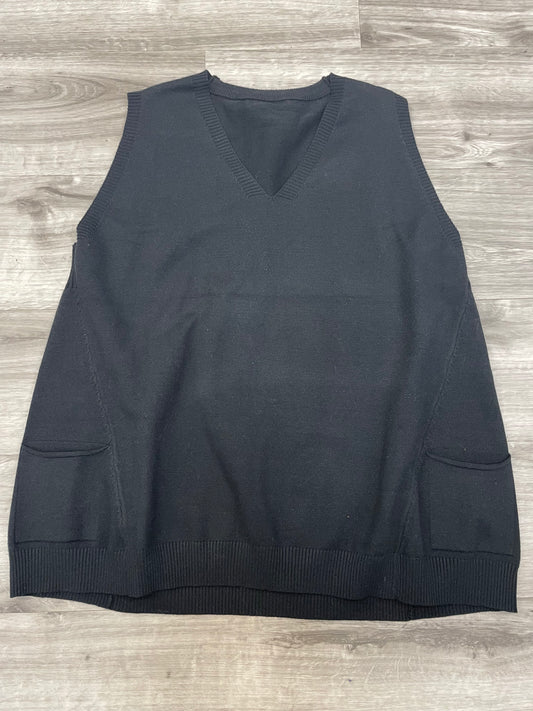 V-Neck Black Vest With Pockets O/S