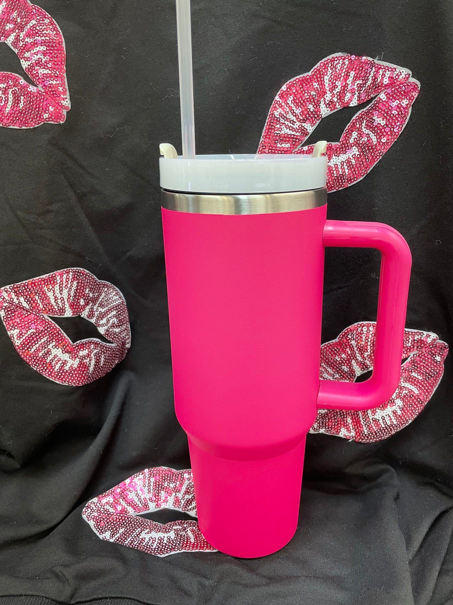 Hot Pink Tumbler With Handle