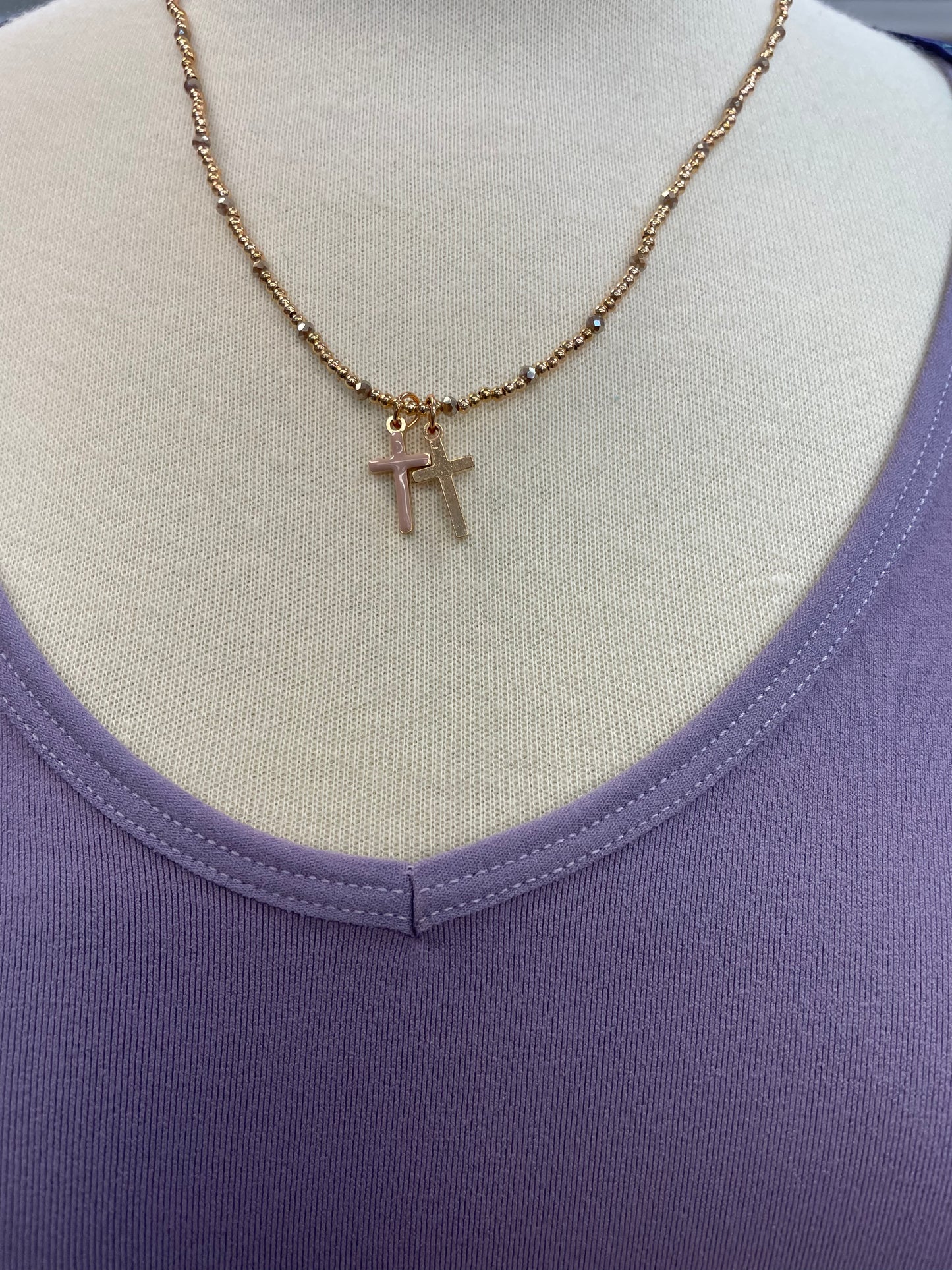 Meghan Browne DBL. Cross Necklace
