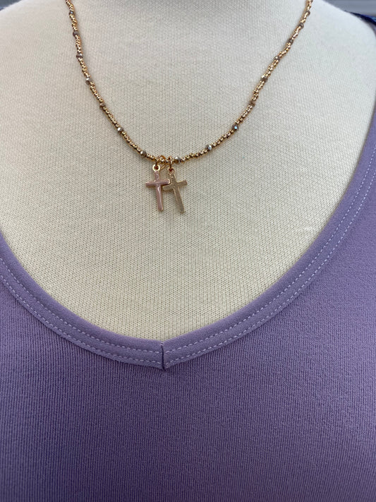 Meghan Browne DBL. Cross Necklace
