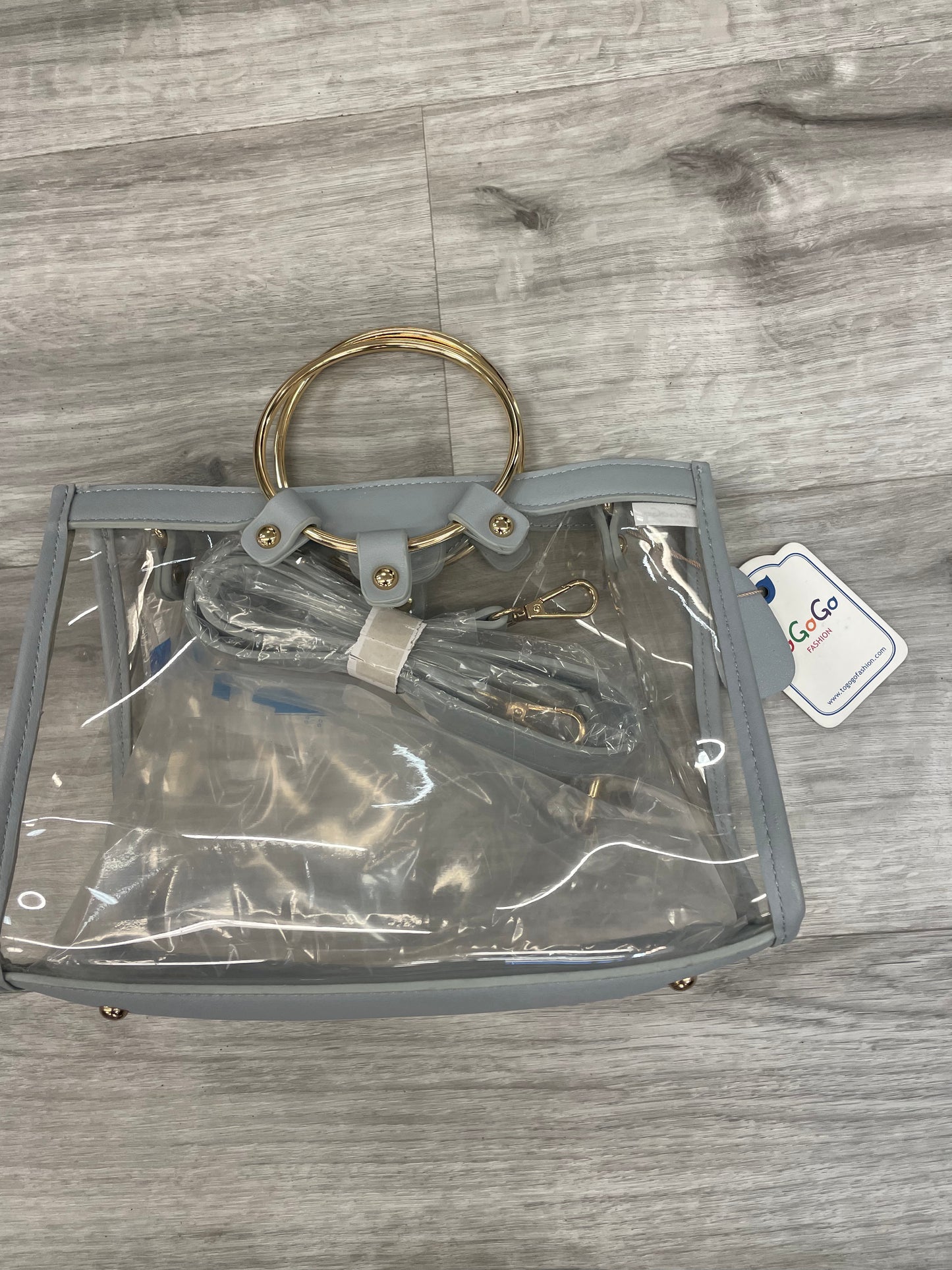 To Go Go Clear With Gold Handle & Shoulder Strap Purse