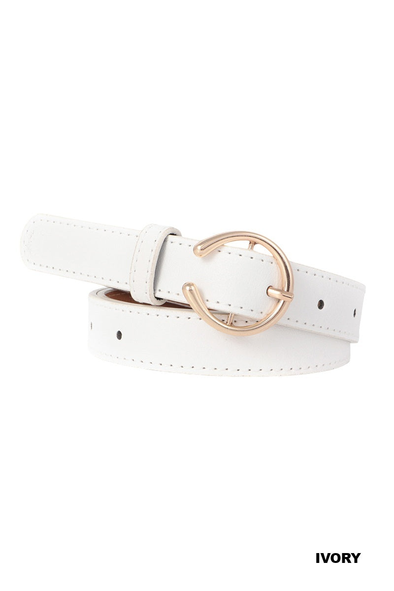 Open Circle Buckle Fashion Belt One Size