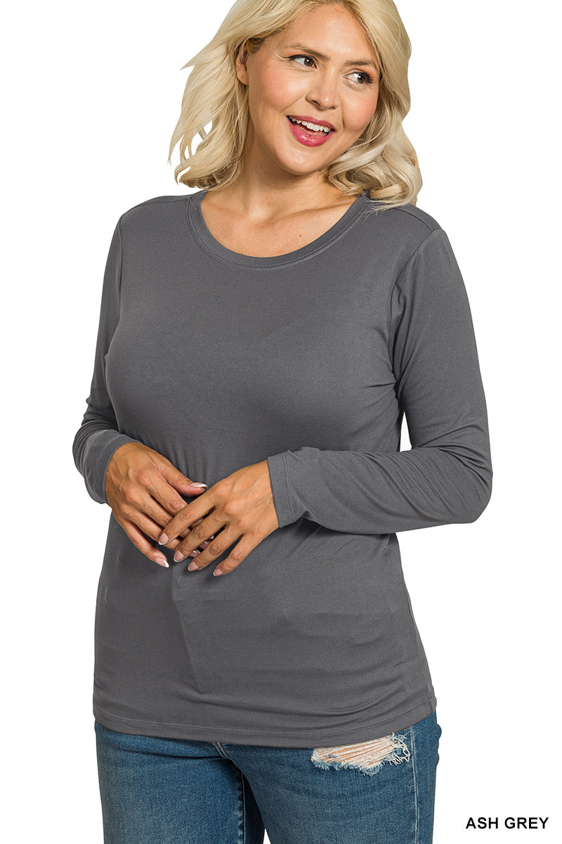 Zenana Plus Size Microfiber Long Sleeve Tee