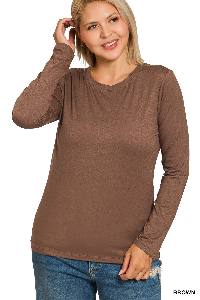 Zenana Plus Size Microfiber Long Sleeve Tee
