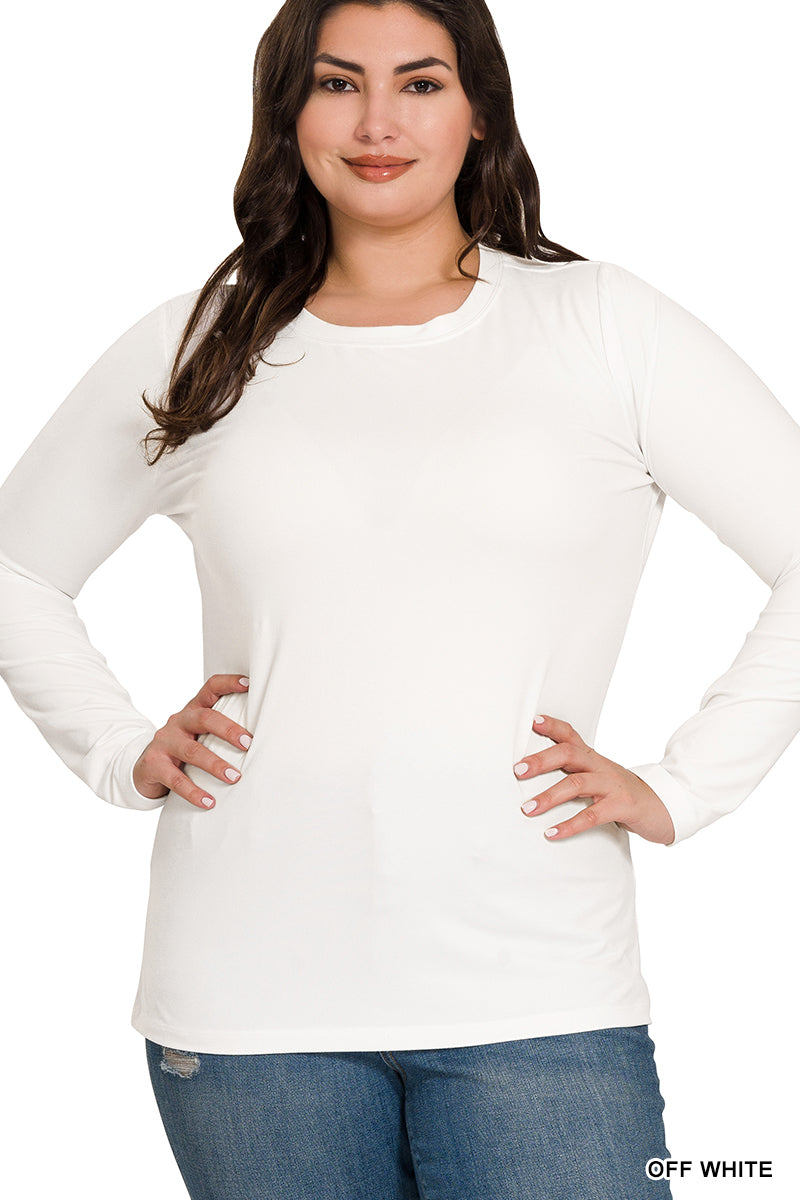 Zenana Plus Size Microfiber Long Sleeve Tee