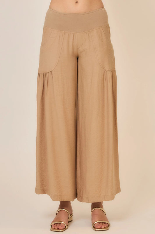 Cozy Co. Wide Leg Folded Elastic Waist Pants