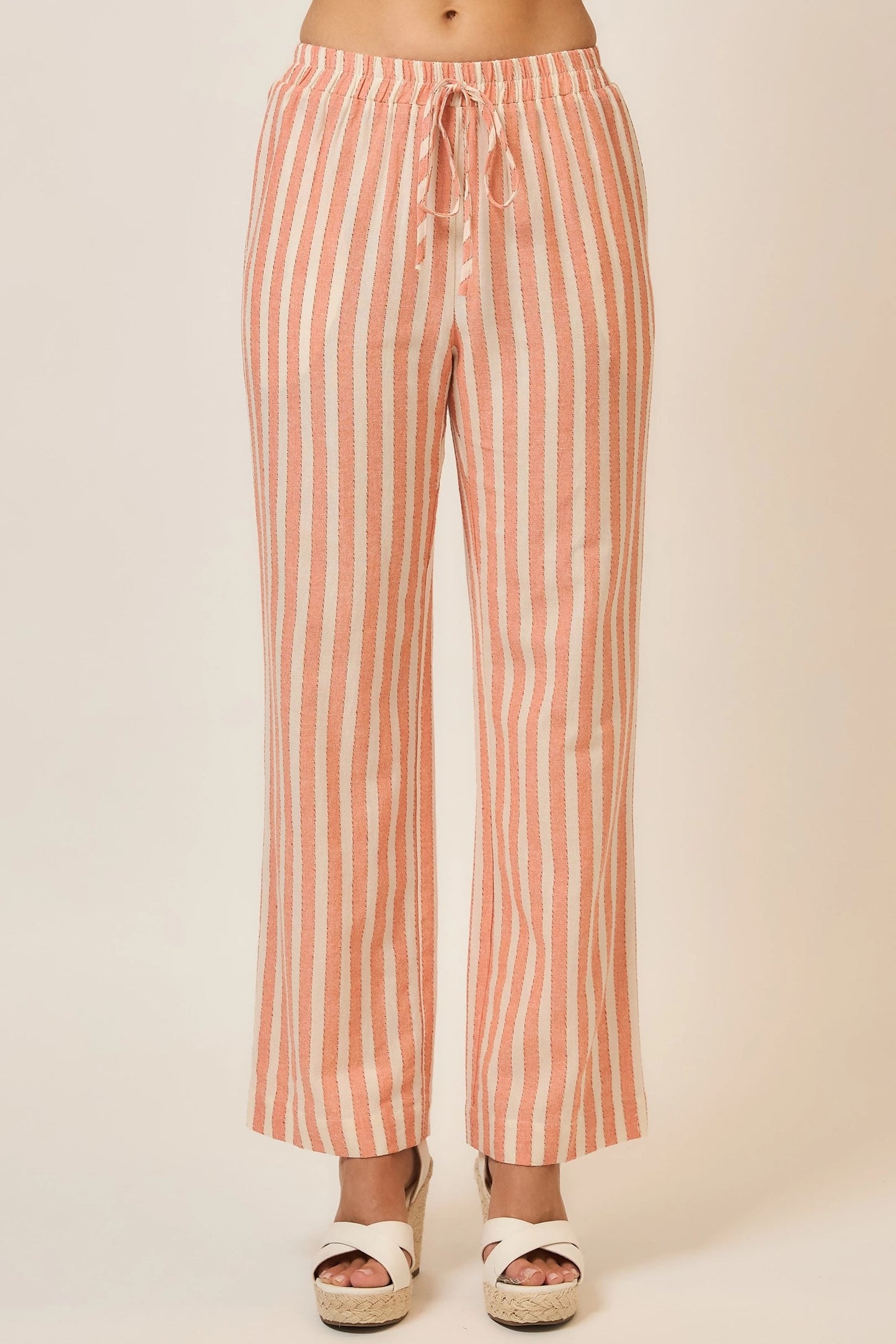 Cozy Co. Striped Wide Leg Drawstring Pants