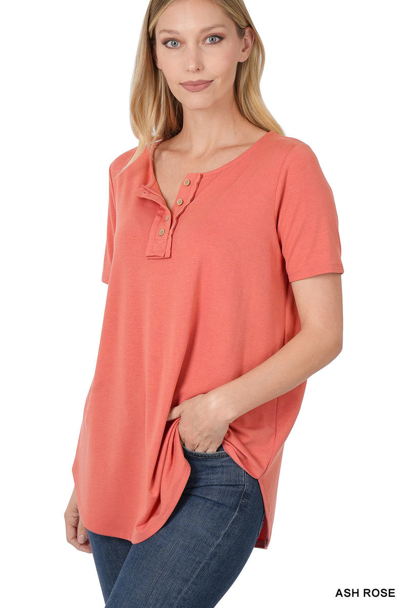 Zenana Short Sleeve Button Down Top