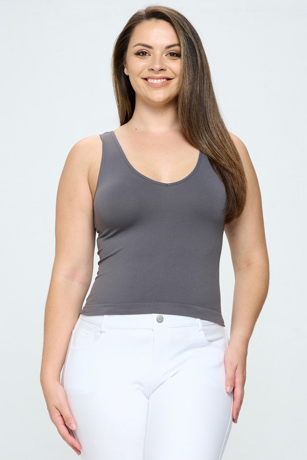 Yelete Reversible V Or U Neck Seamless OS/Plus Tank