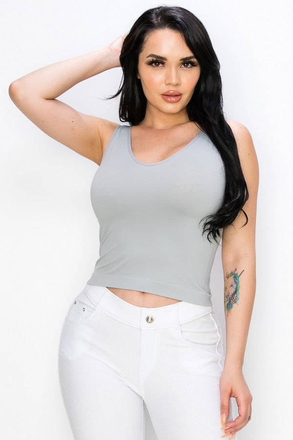 Yelete Reversible V Or U Neck Seamless OS/Plus Tank