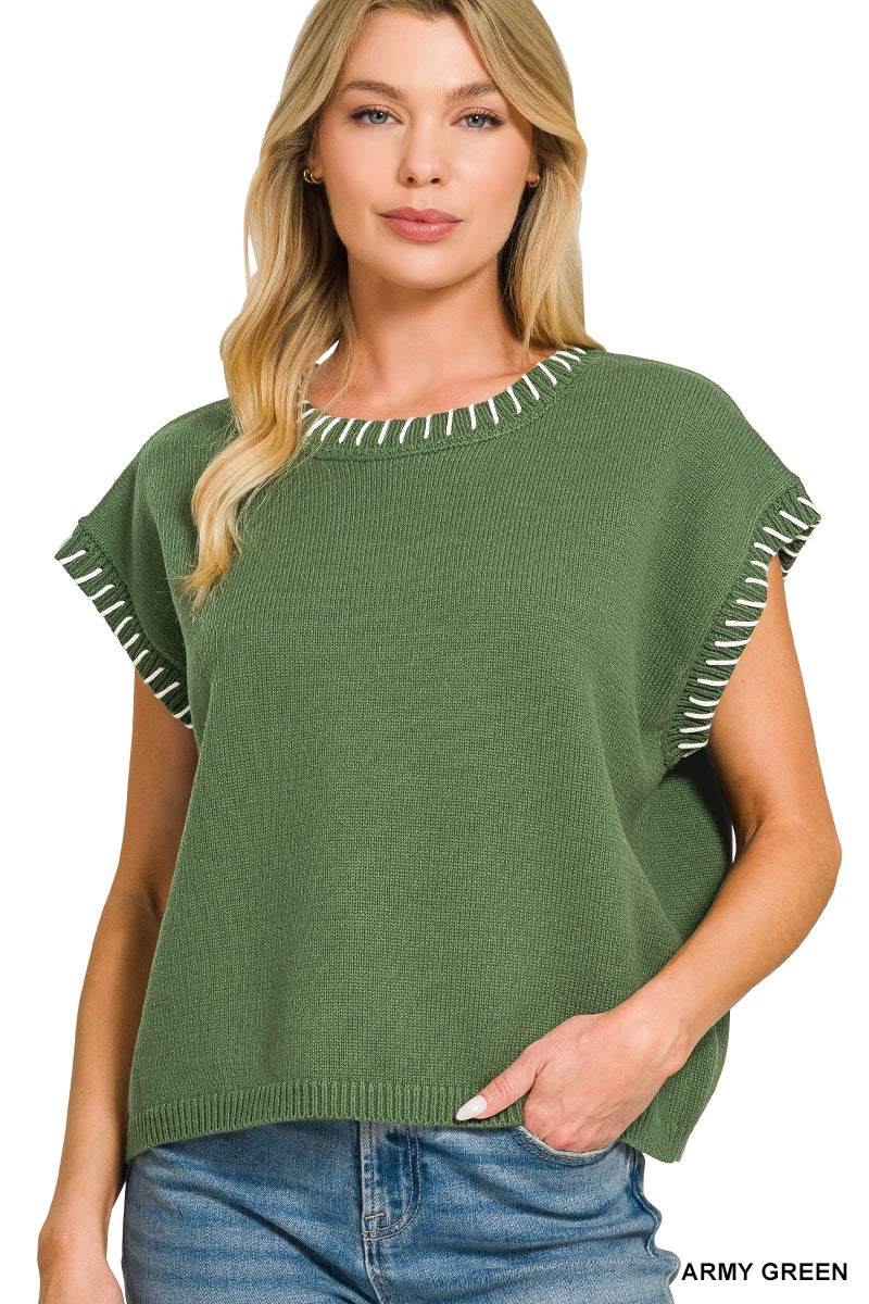 Zenana Detailed Oversized Sweater Vest