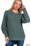 Zenana Hi-Low Round Neck Waffle Sweater