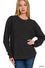 Zenana Hi-Low Round Neck Waffle Sweater