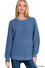 Zenana Hi-Low Round Neck Waffle Sweater